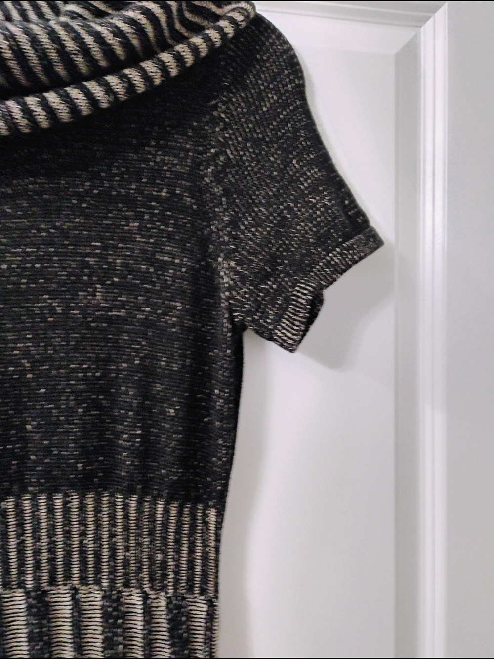 Alfani Dark Academia Ribbed Cowl Neck Striped Knit Sweater Dress Size Medium - Picture 7 of 8